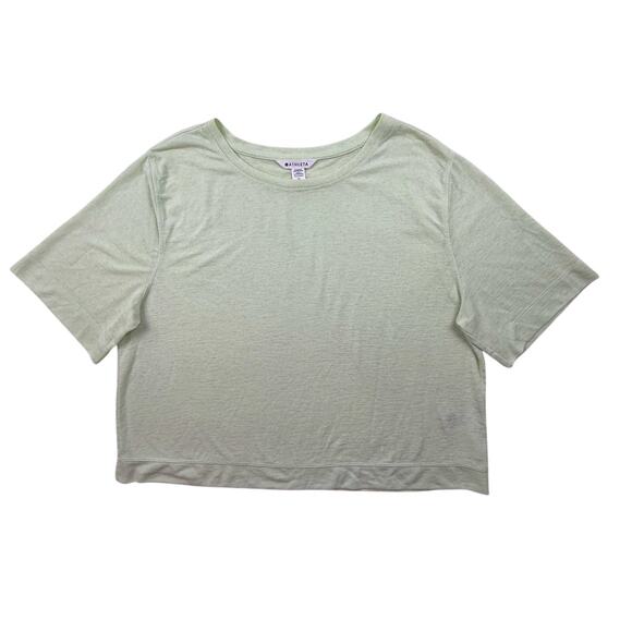 Athleta Top Womens XL Breezy Serene Tee Short Sleeve Light Green To Relaxed - Picture 5 of 8